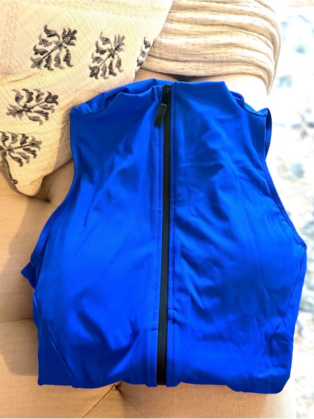 TA3 Sleeveless Surfy Zip Up One Piece Swimsuit Sapphire Blue XL regular/long